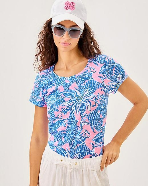 Lilly Pulitzer Blue Etta Scoop Neck Top