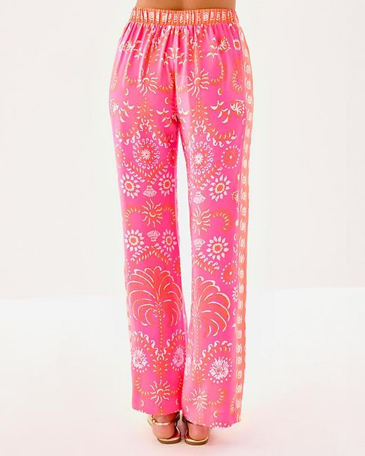 Lilly Pulitzer Pink 32" Vianna Silk Palazzo Pant