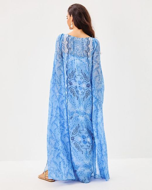 Lilly Pulitzer Blue Kingston Silk Maxi Caftan