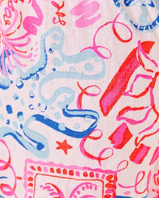 Lilly Pulitzer Red 5" Croix Linen Short