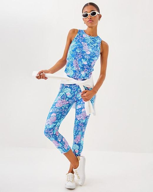 Lilly Pulitzer Blue Upf 50+ Luxletic 21" Weekender High Rise Crop Legging