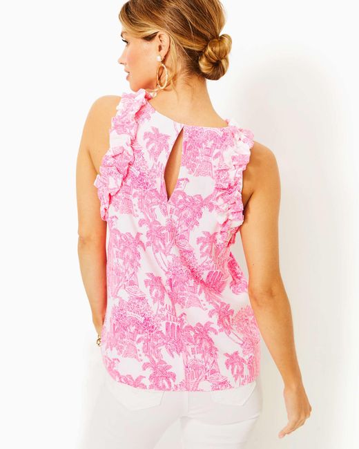 Lilly Pulitzer Pink Kailee Sleeveless Ruffle Top