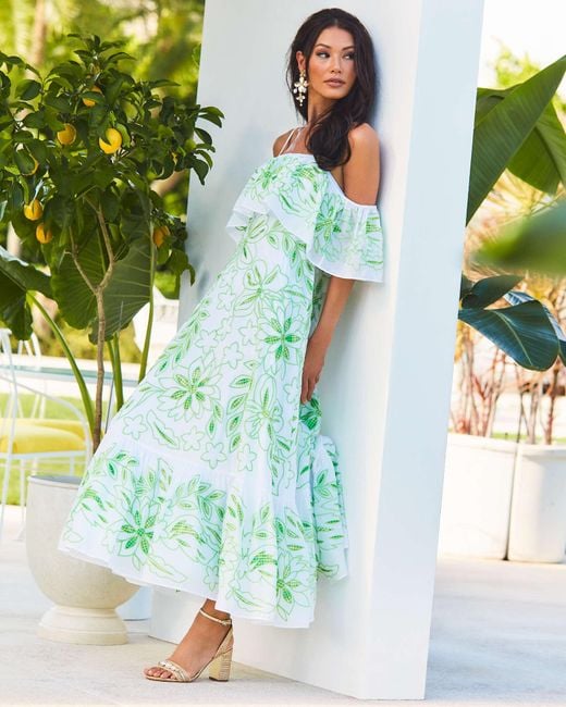 Lilly Pulitzer Green Quinlee Embroidered Maxi Dress