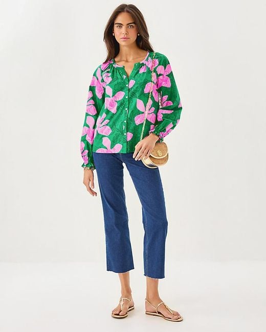Lilly Pulitzer Green Aldina Button Down Top