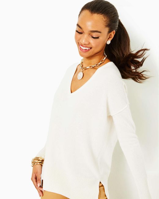 Lilly Pulitzer White Bedford Cashmere Sweater