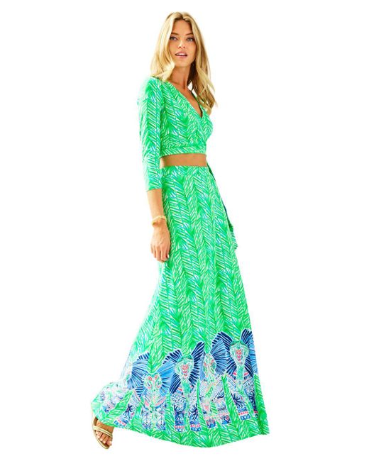 Lilly Pulitzer Green Ruari Crop Top & Maxi Skirt Set