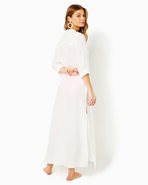 Lilly Pulitzer White Natalie Linen Maxi Cover-up