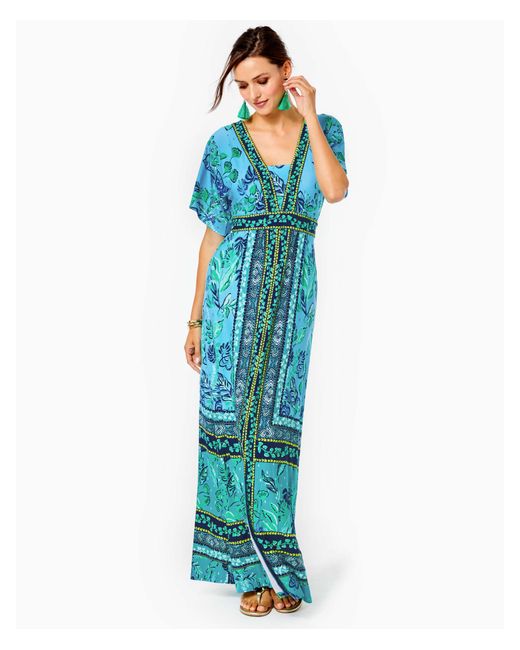 Lilly Pulitzer Women's Ilia Maxi Dress In Blue, Plant One On You ...