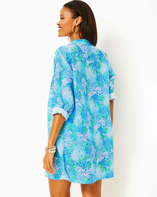Lilly Pulitzer Blue Sea View Linen Cover-up