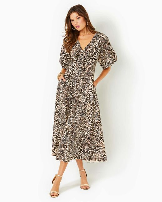 Lilly Pulitzer Natural Clairanne Elbow Sleeve Maxi Dress