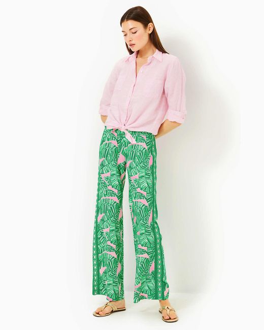 Lilly Pulitzer Green 32" Bal Harbour Palazzo Pant