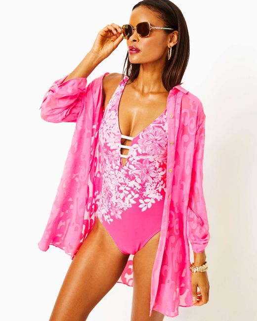 Lilly Pulitzer Pink Natalie Shirtdress Cover-up