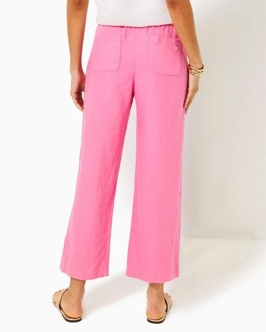 Lilly Pulitzer Pink 27" Brawley Linen Crop Pant