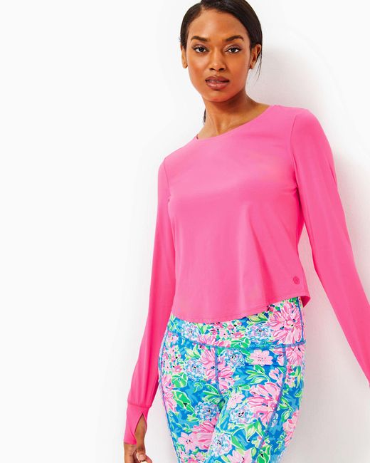 Lilly Pulitzer Pink Upf 50+ Luxletic Emerie Active Tee