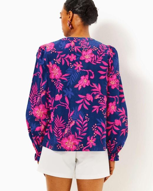 Top Long Sleeve Designer By Lilly Pulitzer In Blue, Size: S main image 1