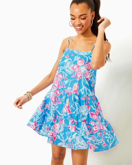 Jupe Mini Lilly Pulitzer PANSY LACE - Taille 2 - 100% Coton - Rose Et Bleu - Neuve Avec étiquettes