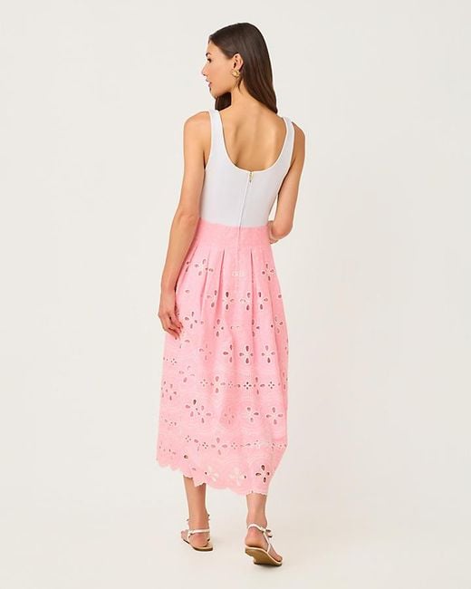 lilly pulitzer pink eyelet dress Lilly Pulitzer Lissette Eyelet Midi Dress in Pink