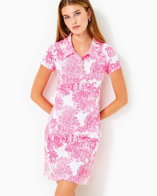 Lilly Pulitzer Pink Upf 50+ Luxletic Frida Scallop Polo Dress