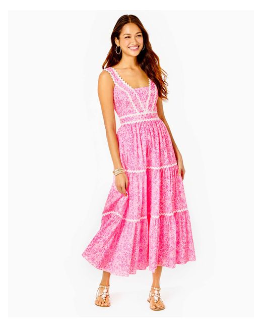 Lilly Pulitzer Cotton Women's Pollie Midi Dress, Invest A Gator in Pink ...