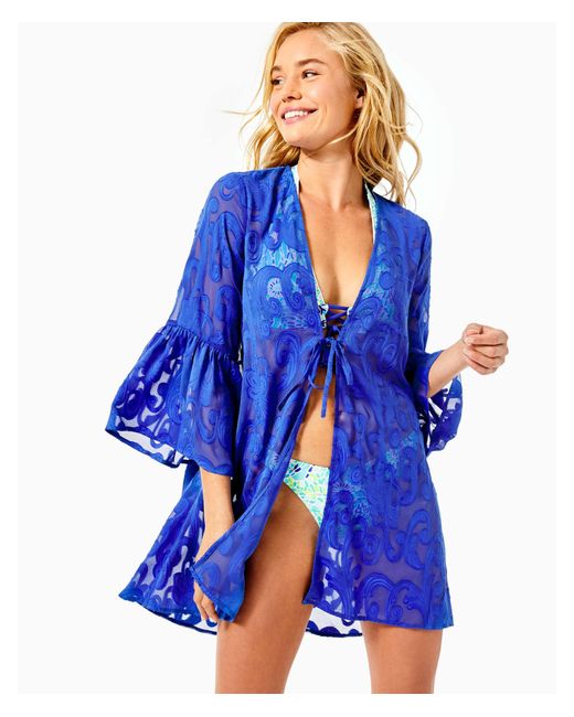 Lilly Pulitzer Blue Motley Open Cover-up