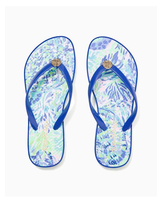 Lilly Pulitzer Women's Pool Flip Flop Size 5/6, Shell Of A Party Shoe ...