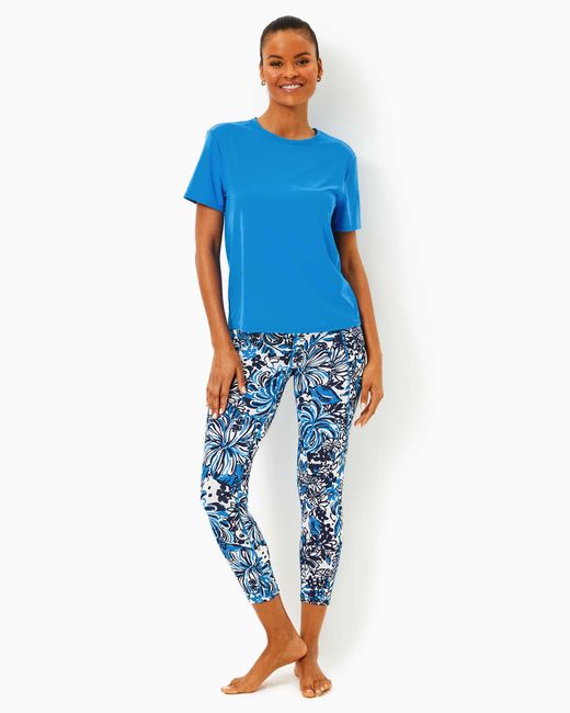 Lilly Pulitzer Blue Upf 50+ Luxletic Rally Active Tee