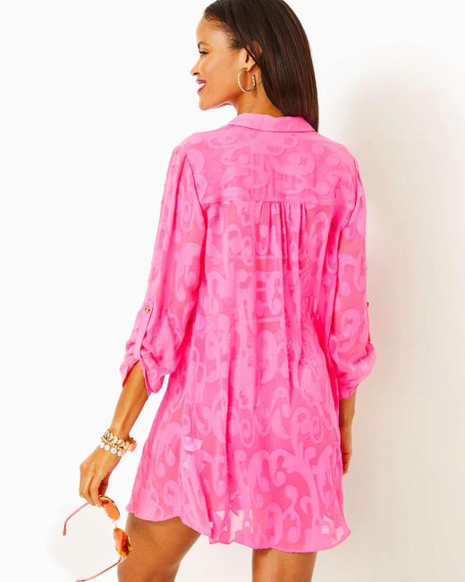 Lilly Pulitzer Pink Natalie Shirtdress Cover-up