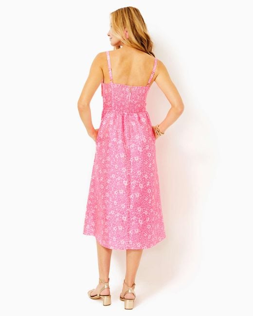 Lilly Pulitzer Pink Ellara Jacquard Midi Bow Dress