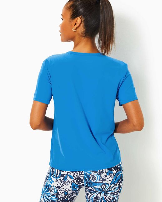 Lilly Pulitzer Blue Upf 50+ Luxletic Rally Active Tee