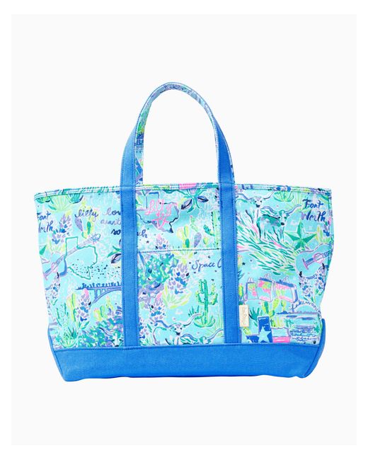 Lilly Pulitzer Canvas Women's Mercato Tote In Blue, Lilly Loves Texas ...