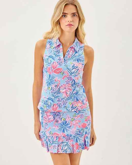 Lilly Pulitzer Blue Upf 50+ Luxletic Alister Polo Top