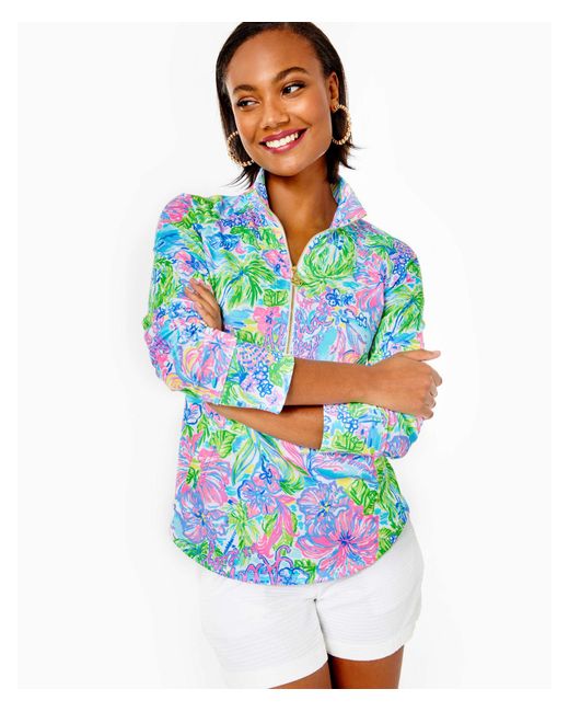 Lilly Pulitzer Cotton Women's Upf 50+ Skipper Popover Size 2xs, Lilly