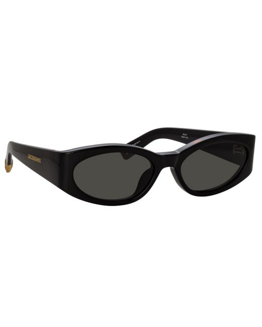 Linda Farrow Black Ovalo Oval Sunglasses