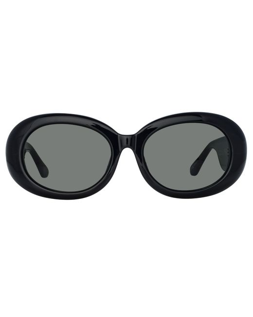 Linda Farrow Black Lina Oval Sunglasses