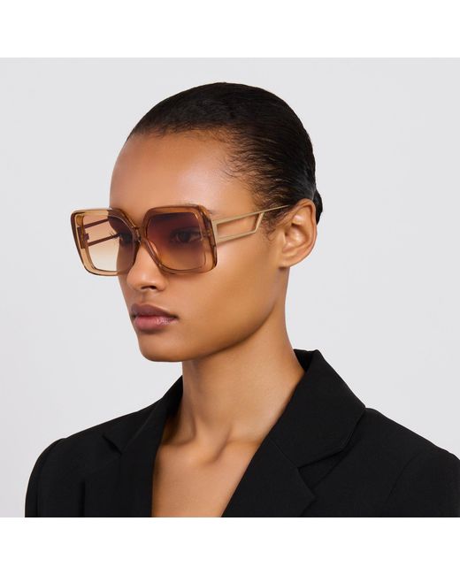 Linda Farrow Brown Macy Vista Temple Sunglasses