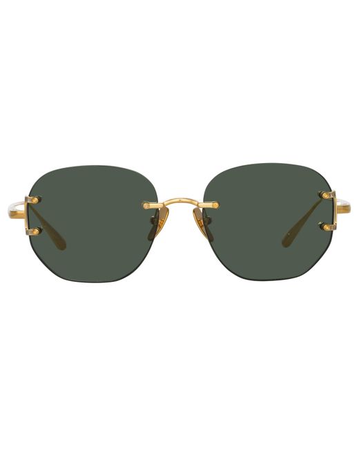 Linda Farrow Black Sandor Angular Sunglasses