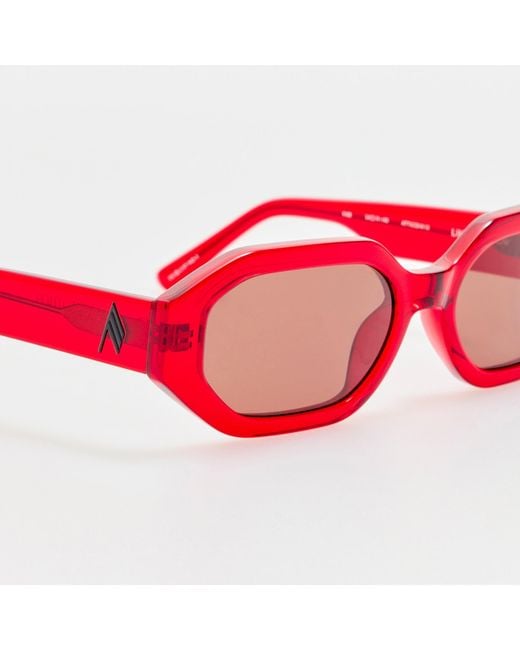 The Attico Red Irene Angular Sunglasses