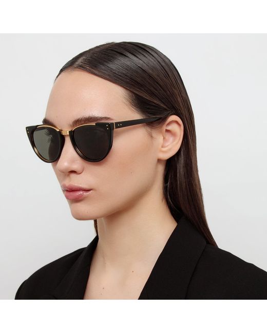 Linda Farrow Black Iris Oval Sunglasses
