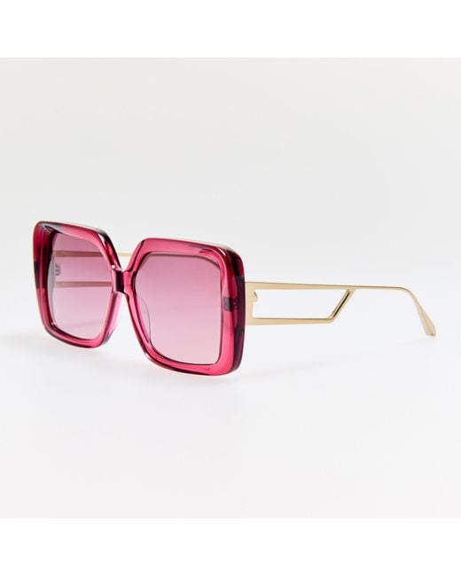 Linda Farrow Pink Macy Vista Temple Sunglasses