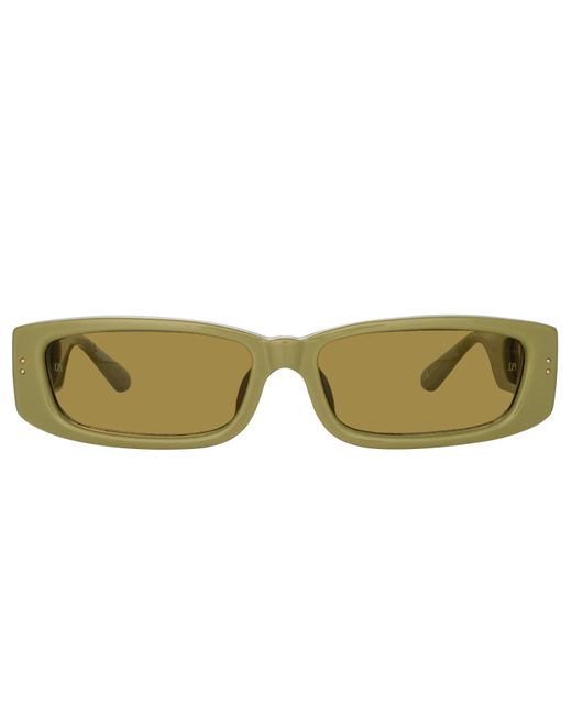 Linda Farrow Green Talita Rectangular Sunglasses
