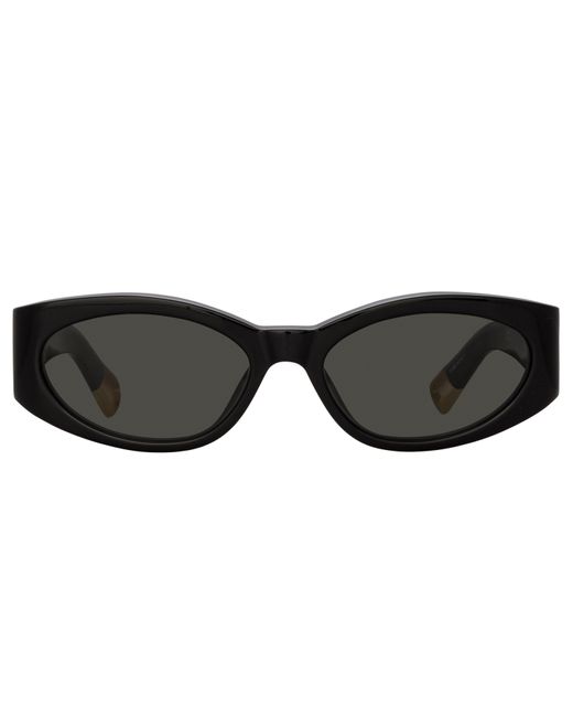 Linda Farrow Black Ovalo Oval Sunglasses