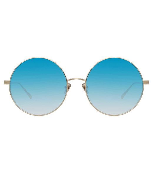 Linda Farrow Blue Lockhart C8 Round Sunglasses