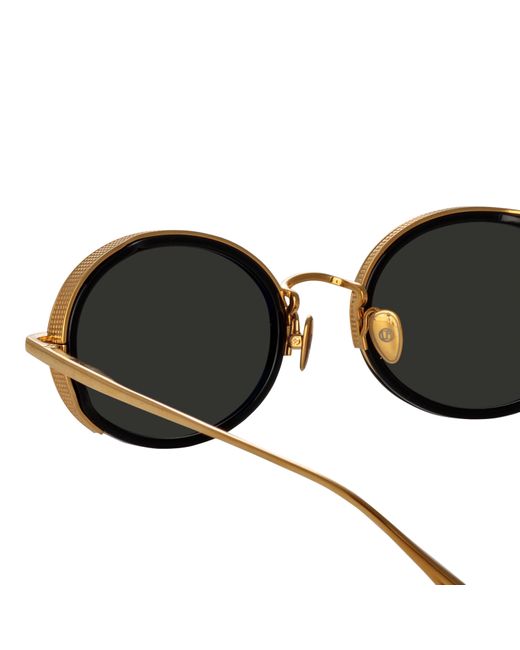 Linda Farrow Black Finn Oval Sunglasses