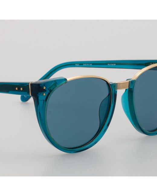 Linda Farrow Blue Iris Oval Sunglasses