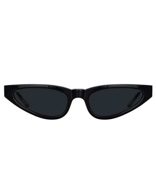 Linda Farrow Black Magda Butrym Slim Cat Eye Sunglasses