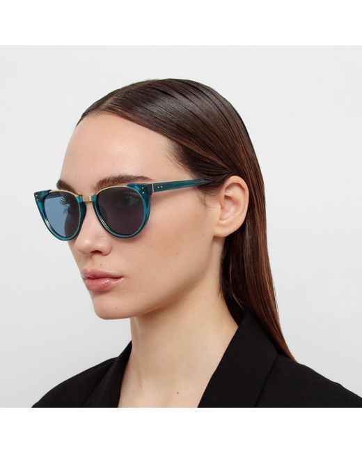 Linda Farrow Blue Iris Oval Sunglasses