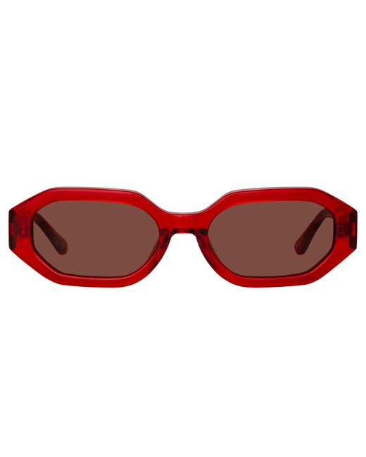 Linda Farrow Red The Attico Irene Angular Sunglasses