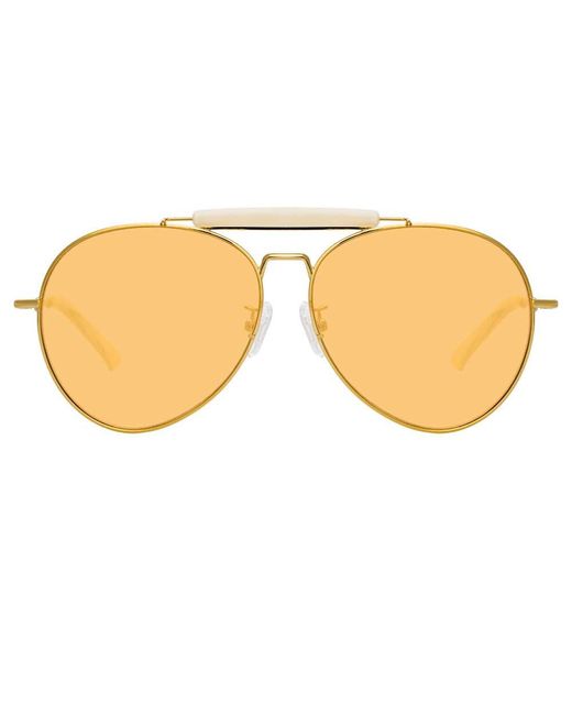 Linda Farrow Metallic Dries Van Noten 187 C4 Aviator Sunglasses