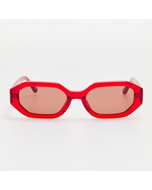 The Attico Red Irene Angular Sunglasses