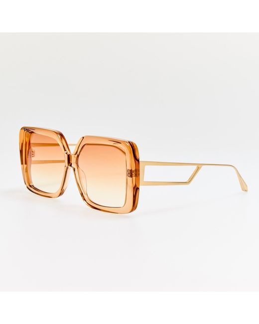 Linda Farrow Brown Macy Vista Temple Sunglasses